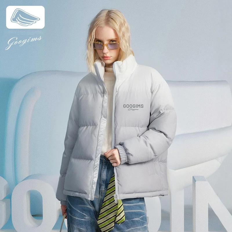 韩国Googims渐变棉衣秋冬季宽松立领加厚情侣冬装防寒保暖面包服