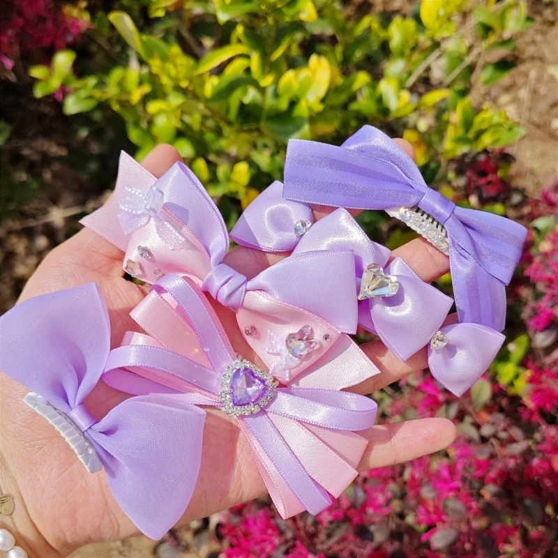 宠物发卡bb夹大头花发饰紫色花花春夏季新款搭配