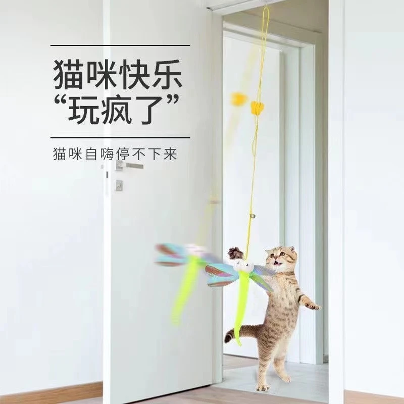 悬挂式逗猫玩具羽毛逗猫棒猫咪自嗨玩具弹力绳荡秋千挂门式玩具