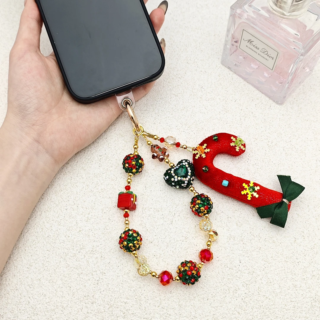 【糖果棒】手机链2024圣诞新款创意拐杖手机链女款手工短款个性挂链