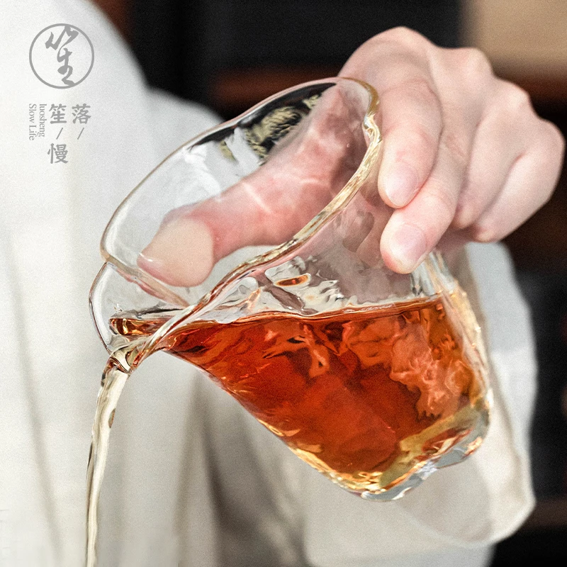 【三生茶器专属】06锤纹公道杯落笙玻璃公道杯加厚高档分茶器耐热杯
