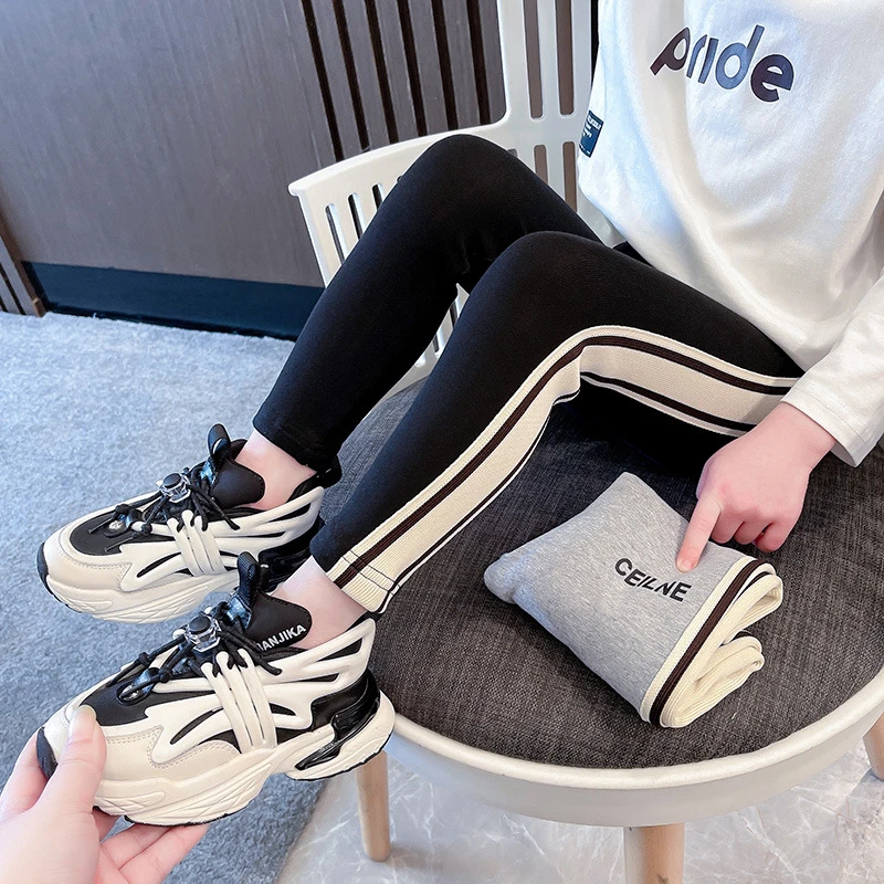 女童拉条子打底裤2024春季新款女宝宝洋气时尚长裤中小儿童装裤