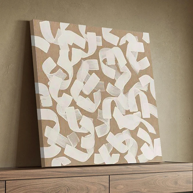 手绘油画【荏苒】餐厅油画极简客厅抽象画餐厅方形画玄关侘寂风挂画