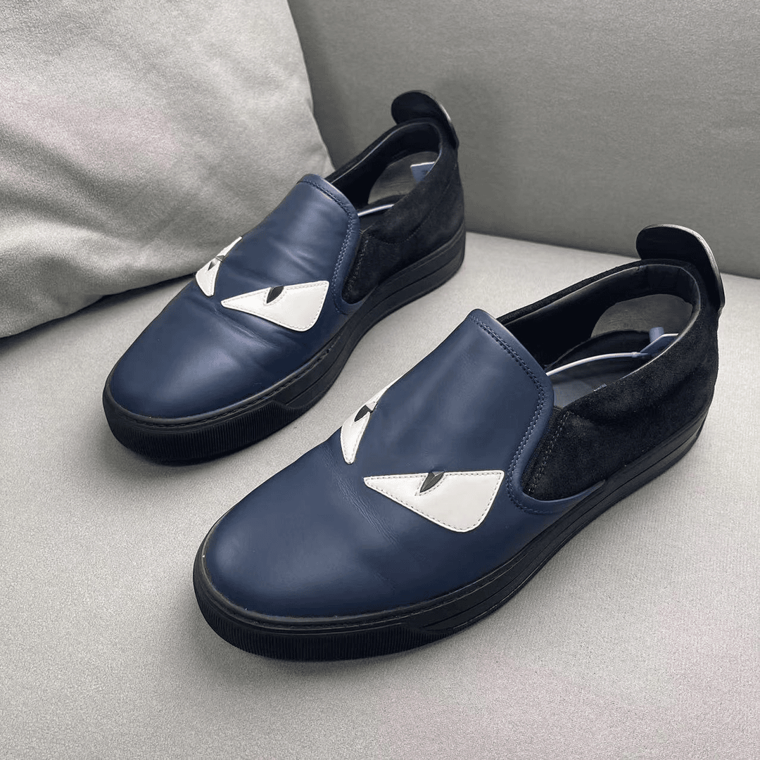 FENDI/芬迪蓝色卡通彩绘恶魔之眼休闲百搭舒适一脚蹬 39码/95新