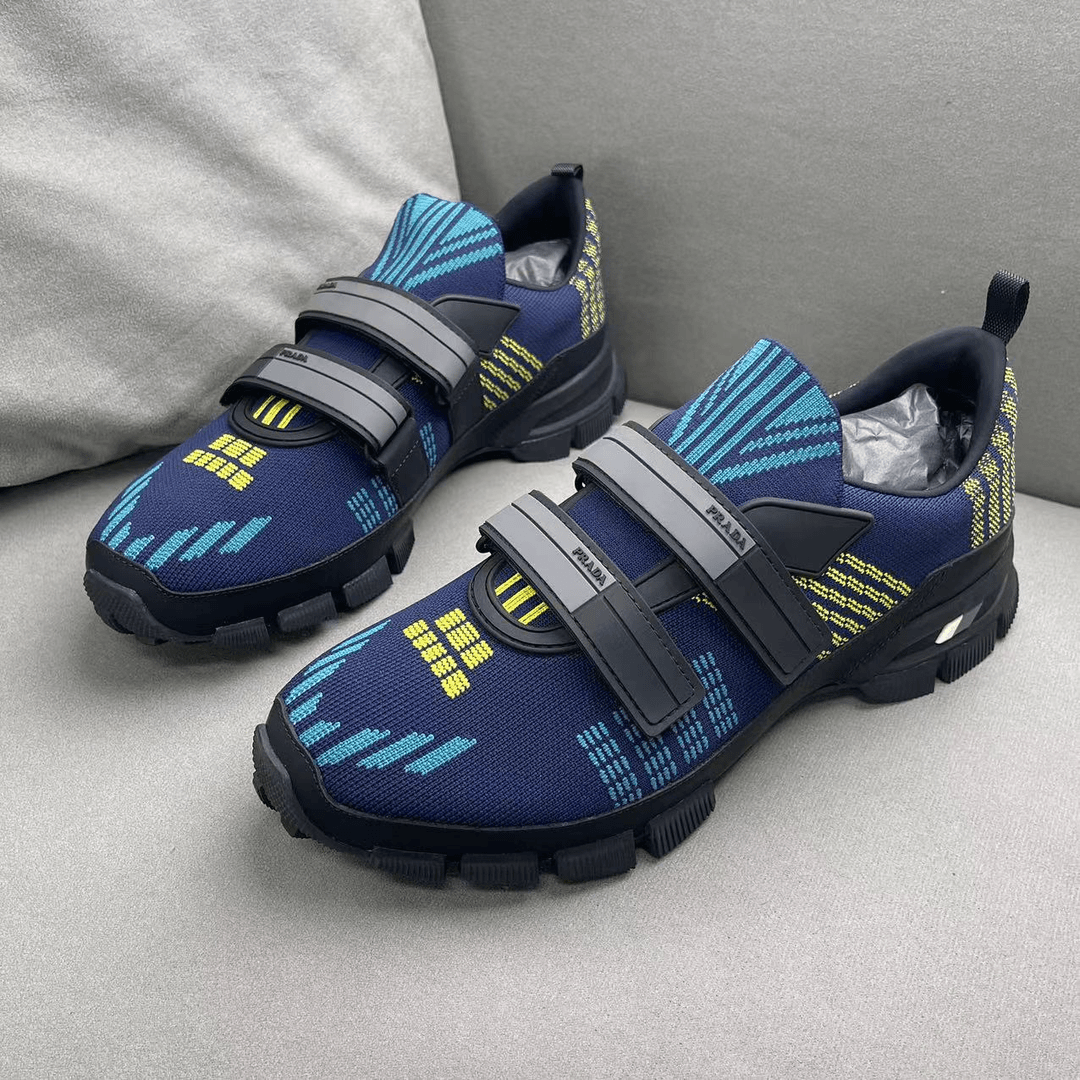 Prada/普拉达藏蓝色编织面双魔术贴舒适百搭运动鞋 41.5码/全新