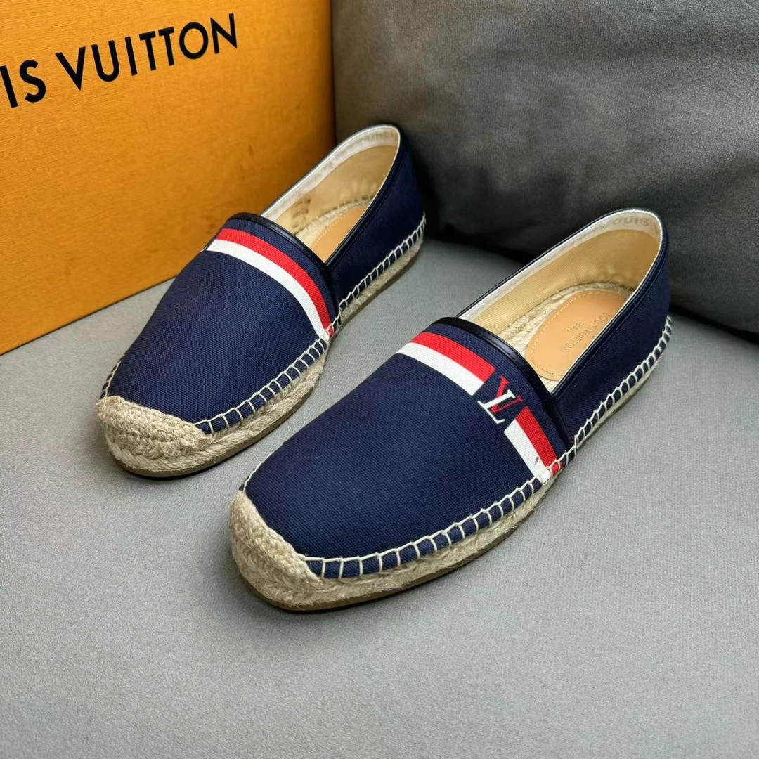 全新未使用 LouisVuitton/路易威登 蓝色涂鸦休闲渔夫鞋39.5/40码