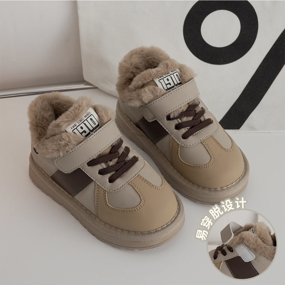 【德训雪地靴】儿童蓬蓬矮靴239172冬款加厚男女童复古休闲皮靴