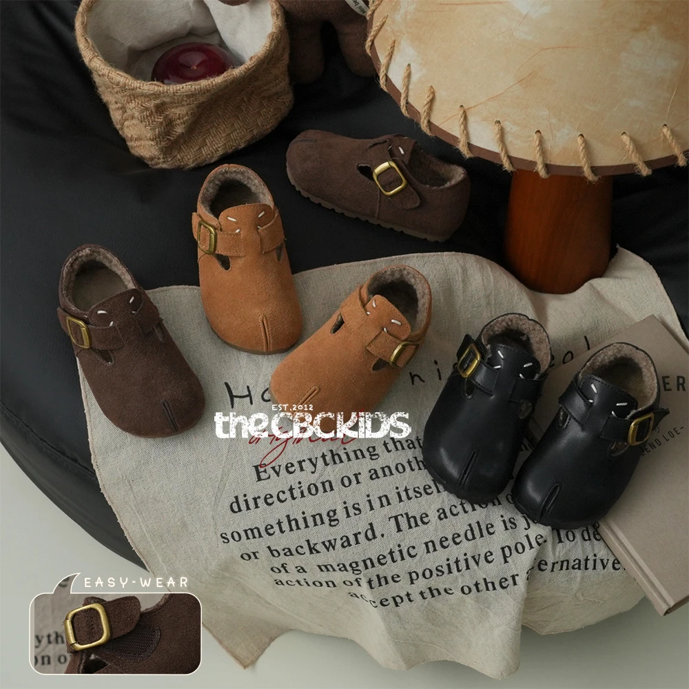 新款复古百搭时尚好看洋气马系儿童勃肯小皮鞋秋冬男女厚绒248117