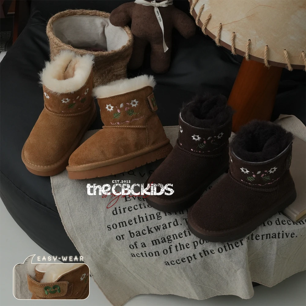 新款复古休闲潮流时尚百搭加厚防寒儿童雪地靴冬女童魔术贴249095