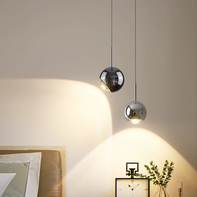 卧室床头吊灯轻奢现代简约可升降主卧吊线灯极简北欧风吧台小吊灯