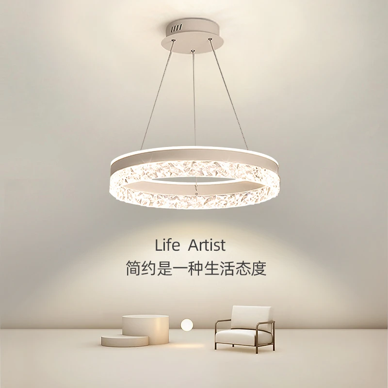 主卧室灯轻奢风北欧现代简约设计师餐厅吧台餐桌灯圆环房间吊灯