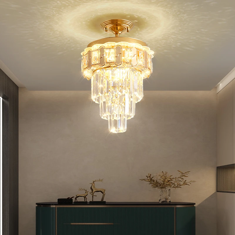 过道水晶吊灯走廊入户玄关吸顶灯轻奢门厅卧室衣帽间阳台简约灯具