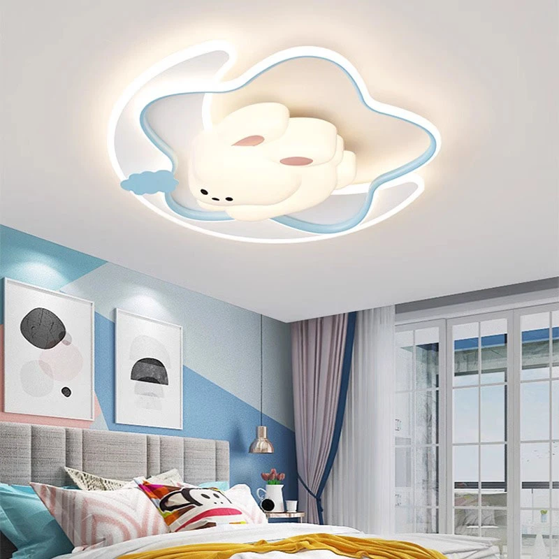 全光谱卧室灯护眼奶油风兔子吸顶灯简约现代可爱女孩男孩儿童房灯