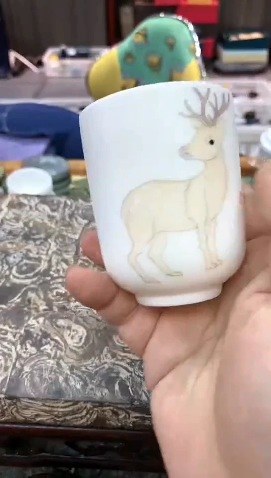 【闪购商品】羊脂玉瓷素烧手绘杯