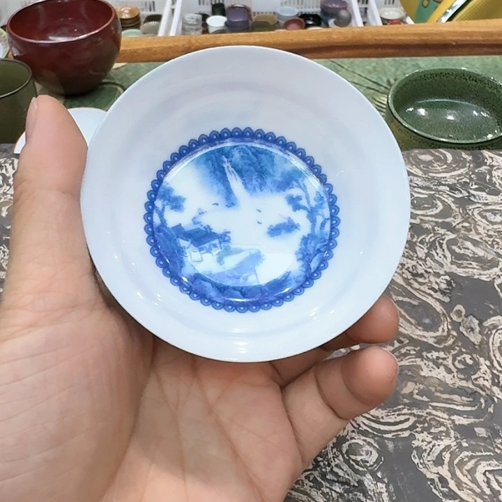 超薄胎品茗青花杯，来来啦