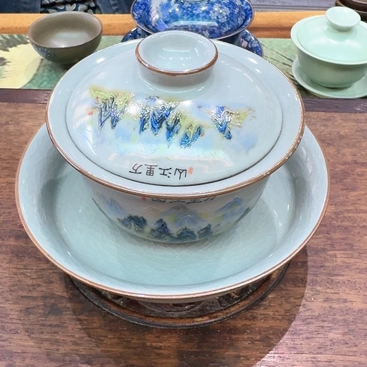 三才盖碗万里江山
