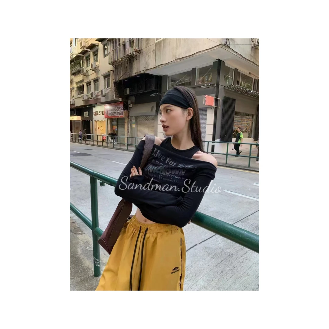 【THSSEN】2024秋季新款东大门韩系假两件一字肩显瘦长袖T恤