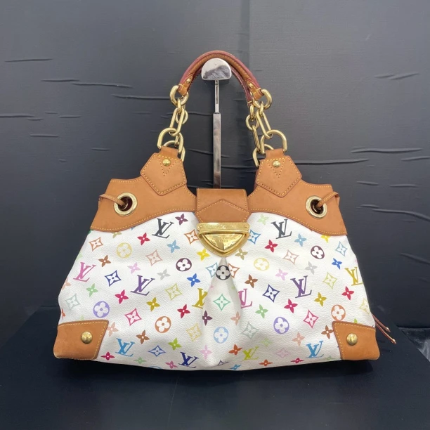 95新 LouisVuitton/路易威登 白三彩乌苏拉单肩包/货号11979