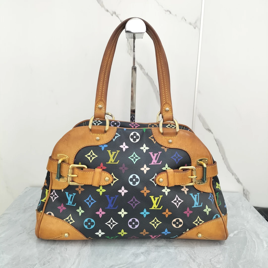 95新 LouisVuitton/路易威登 黑三彩保龄球单肩包/货号10950