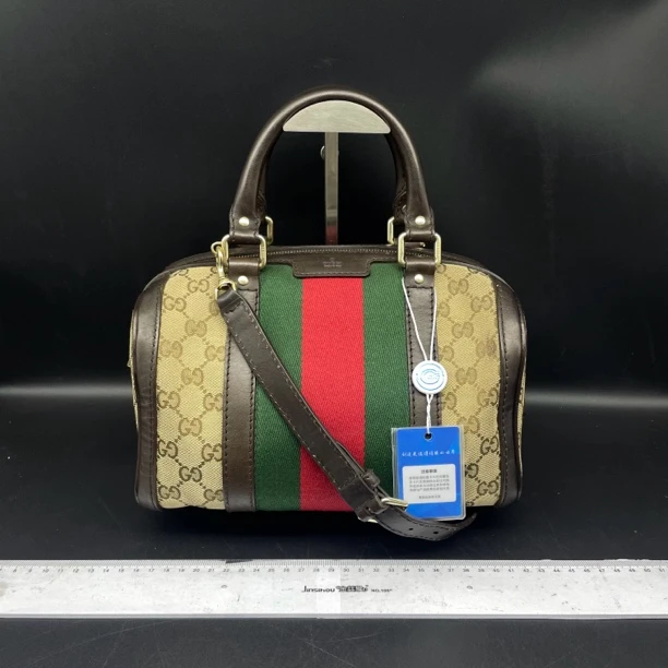 95新 GUCCI/古驰 古驰红绿织带手提斜挎/12685