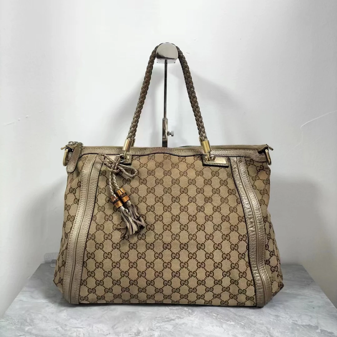95新 GUCCI/古驰 古驰Gucci老花竹节单肩包/货号10213