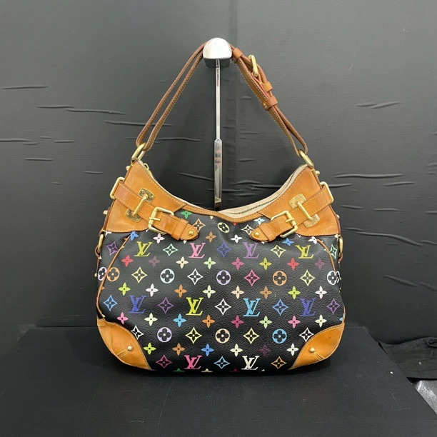 95新 LouisVuitton/路易威登 黑三彩南瓜单肩腋下包/货号12050