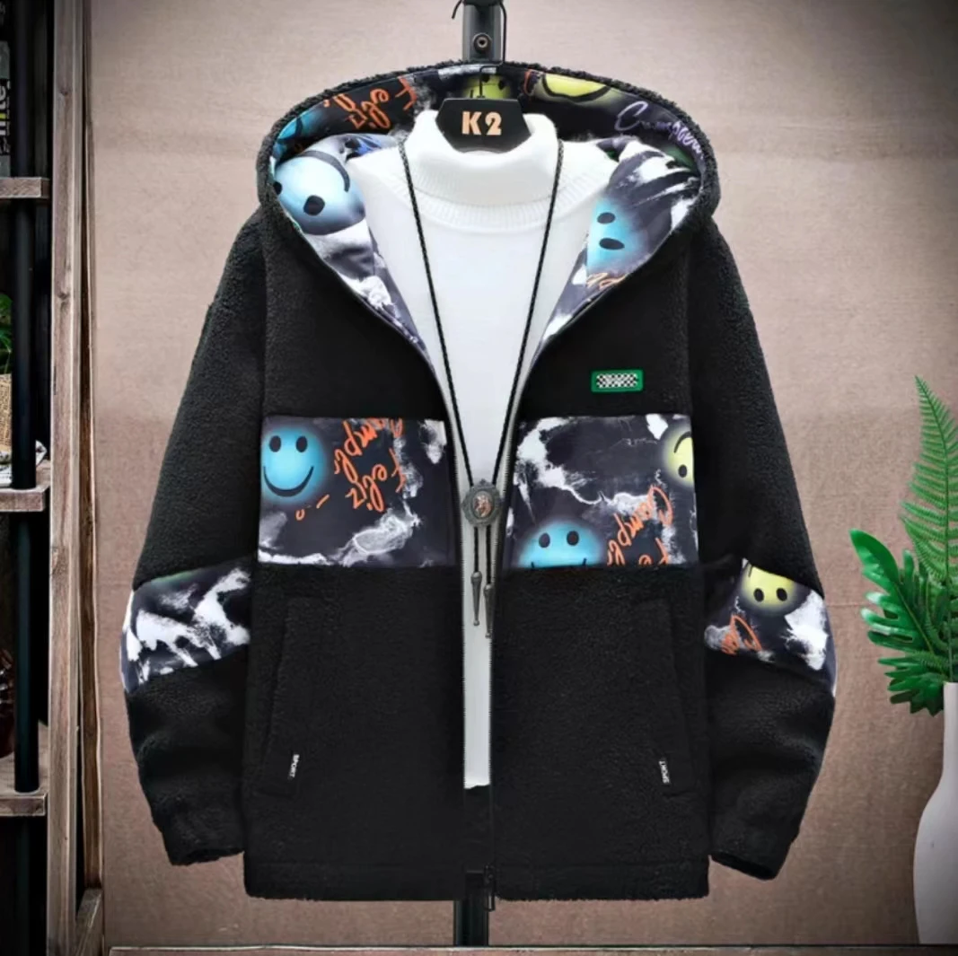 品牌订单情侣款连帽潮流保暖加厚青少年颗粒绒夹克秋冬装棉衣9300