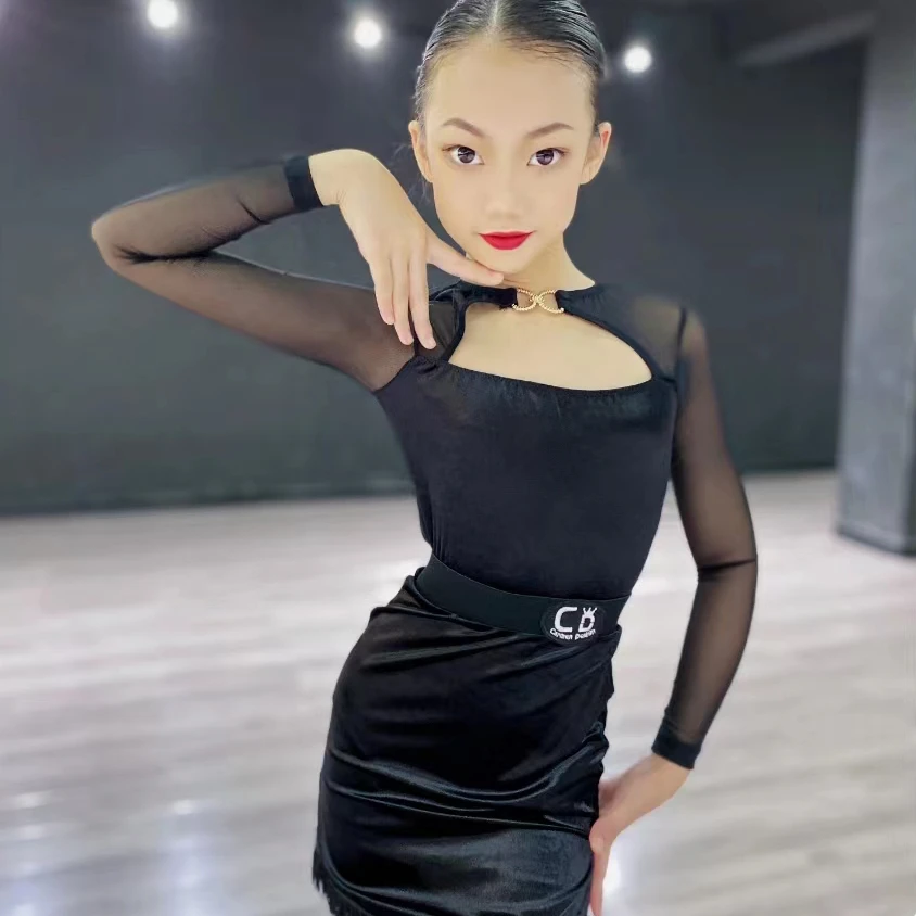 CD卡门新品秋冬长袖高级感拉丁舞练习服分体两件套专业练习服