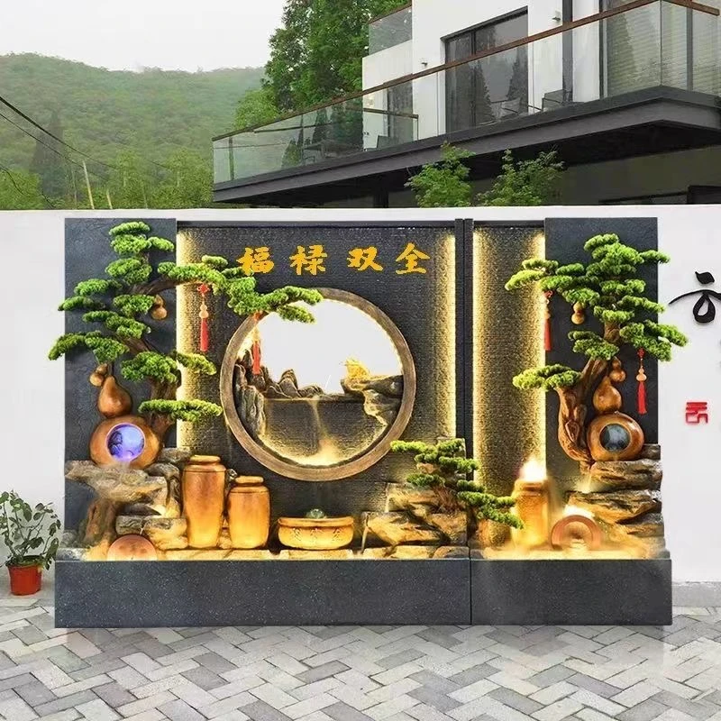 水幕墙假山流水屏风庭院阳台客厅装饰造景观公司酒店会所招财摆件
