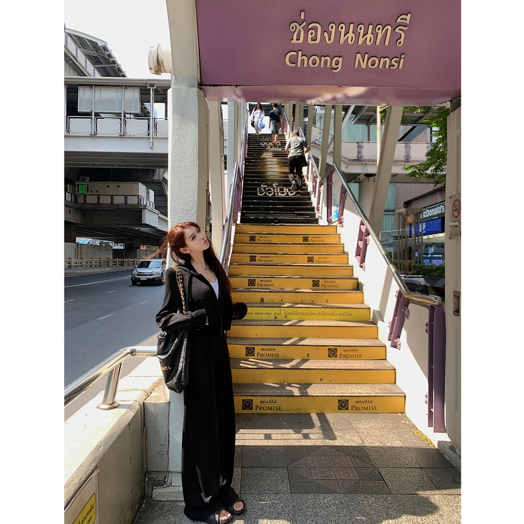 【lazy机场套装】舒适至上春秋短款宽松休闲连帽开衫休闲裤运动套装