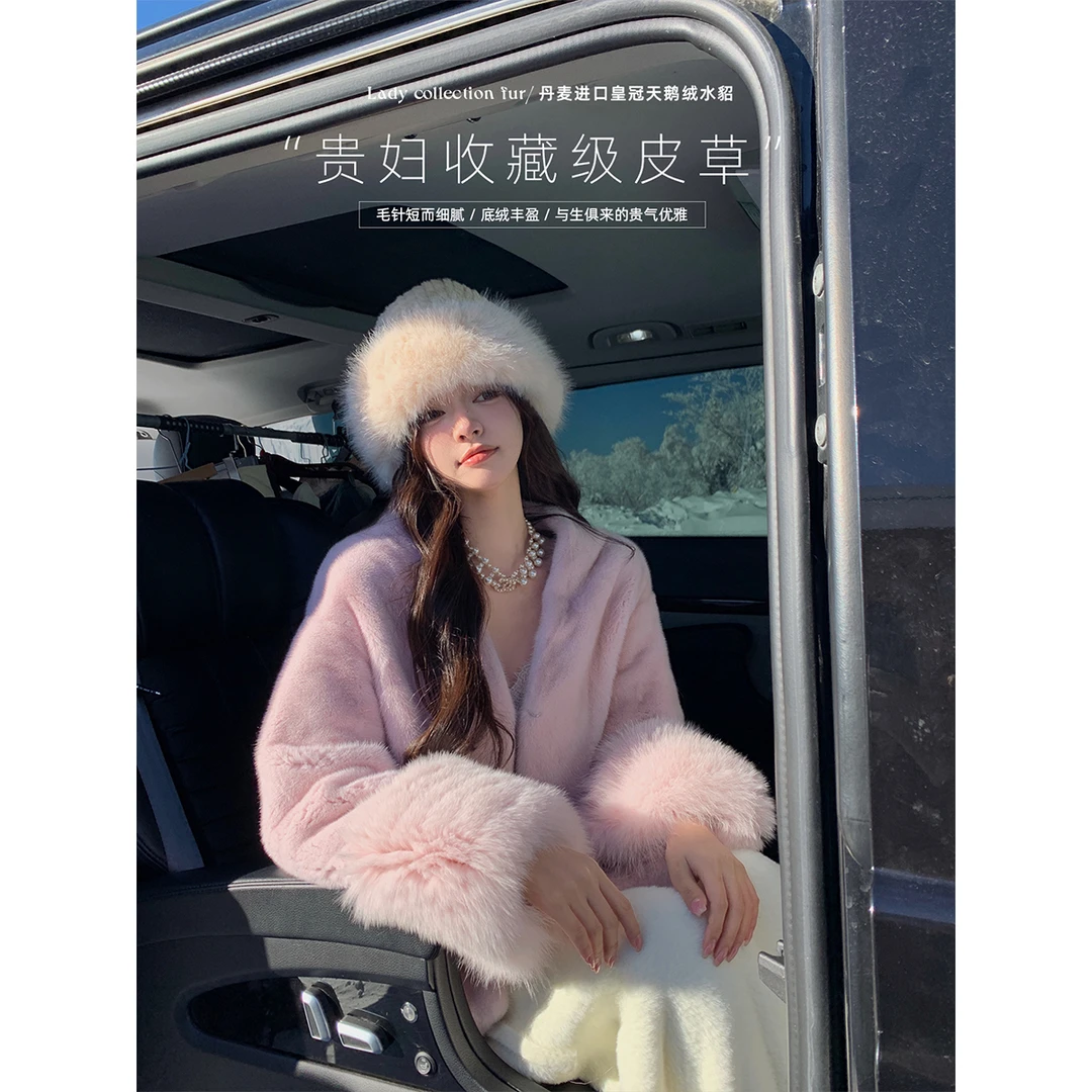 【豪门娇娇女】丹麦进口皇冠天鹅绒水貂 狐狸毛拼接 NN23120010