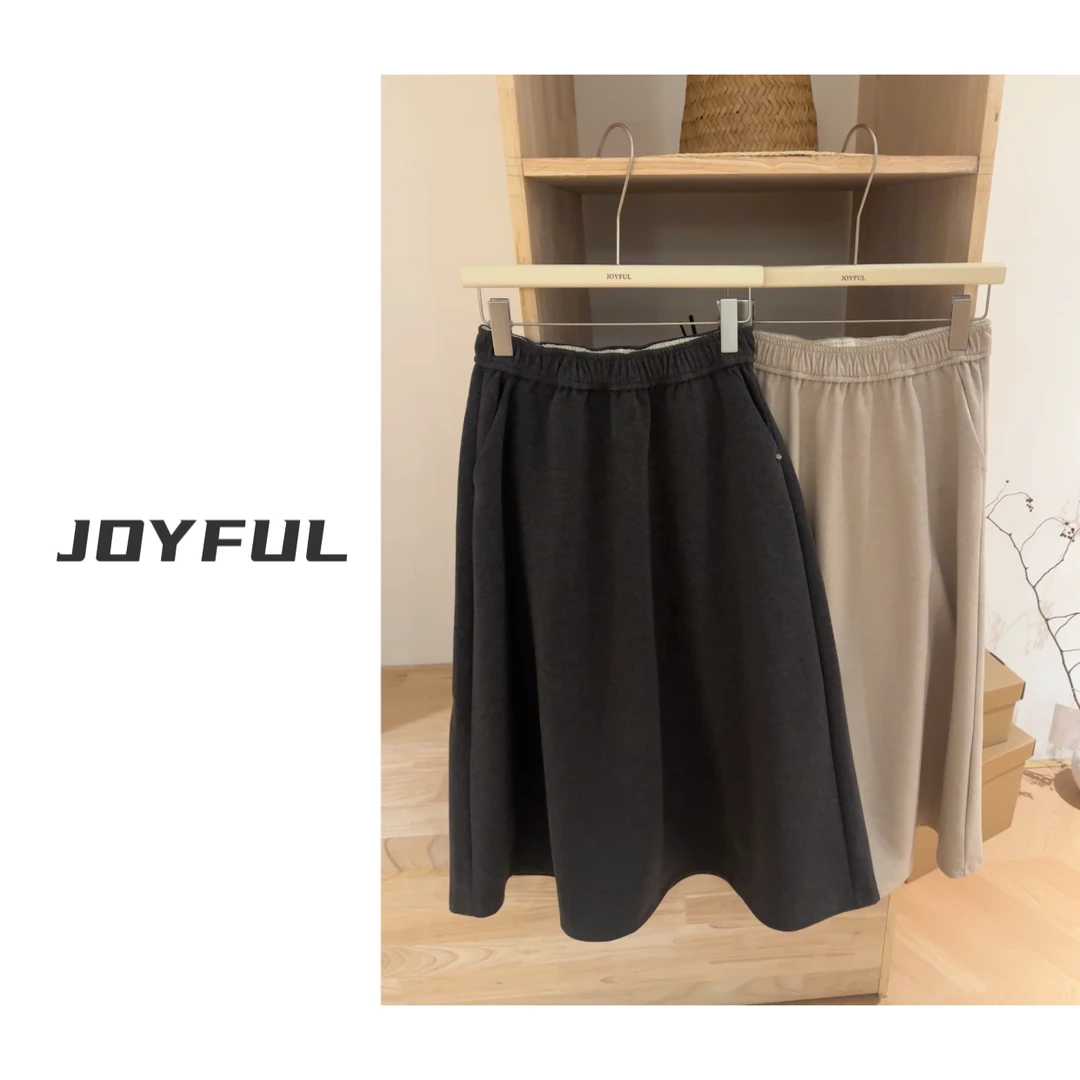 LELE-【大摆伞裙】秋冬百搭毛呢加厚半身裙显瘦百搭