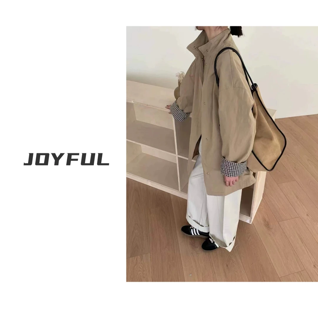 LELE-【落日大道】春季新款韩版立领风衣外套气质时尚宽松