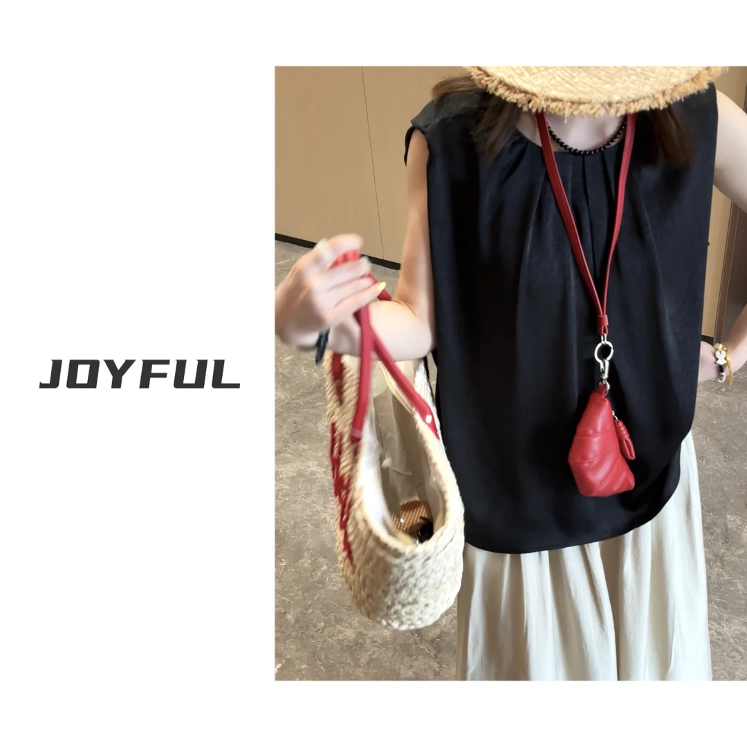 LELE-【凉飕飕】夏季新款背心上衣显瘦宽松纯色光泽感