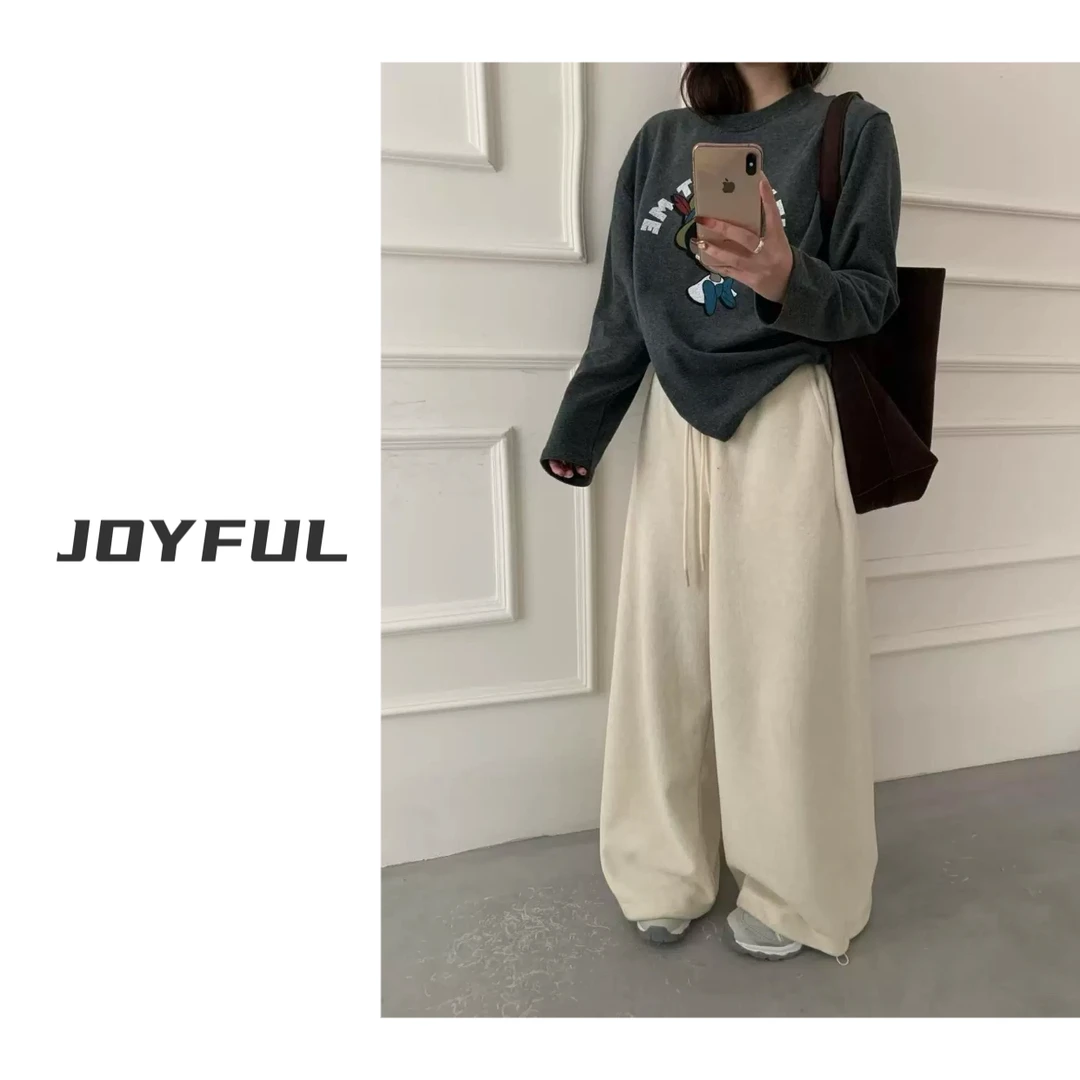 LELE-【两穿毛巾裤】加厚加绒可束脚韩系冬软糯亲肤直筒宽松显瘦