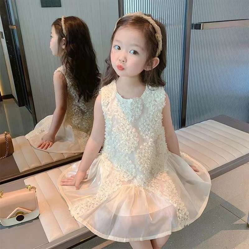 77286女童夏装连衣裙新款中小童背心韩国无袖女孩公主裙纱裙洋气