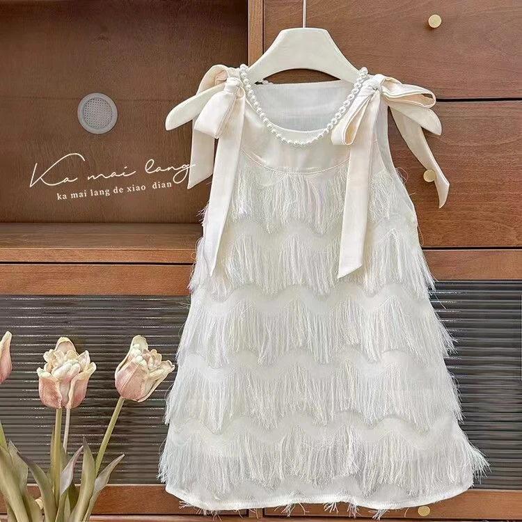 77280女童小众夏装连衣裙夏季儿童洋气无袖流苏公主薄款连衣裙