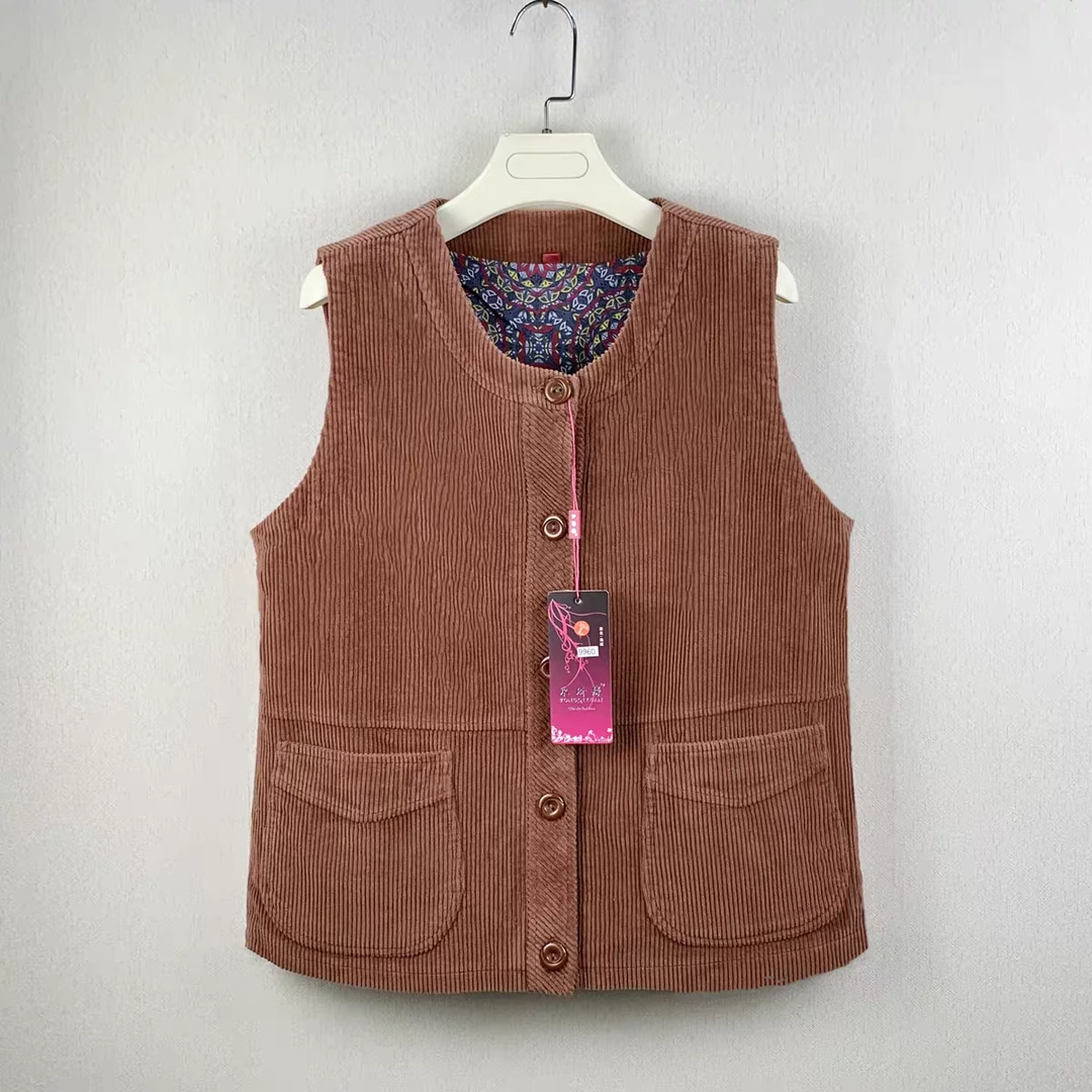 9960中老年女装春秋款加肥大码马甲妈妈老人上衣奶奶纯棉外套背心