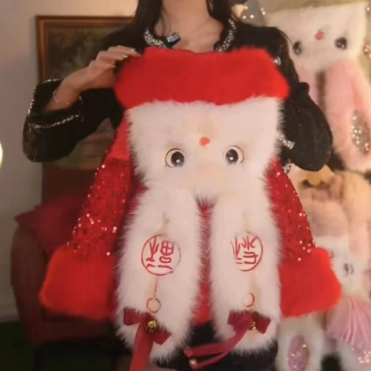 女童红色新款小女孩轻奢冬装加绒加厚棉服儿童喜庆拜年服冬季