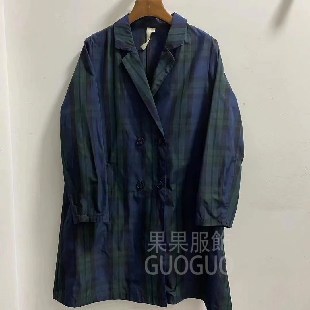 春秋款时尚深色格子中长款风衣外套百搭通勤女装 （120斤-160斤）