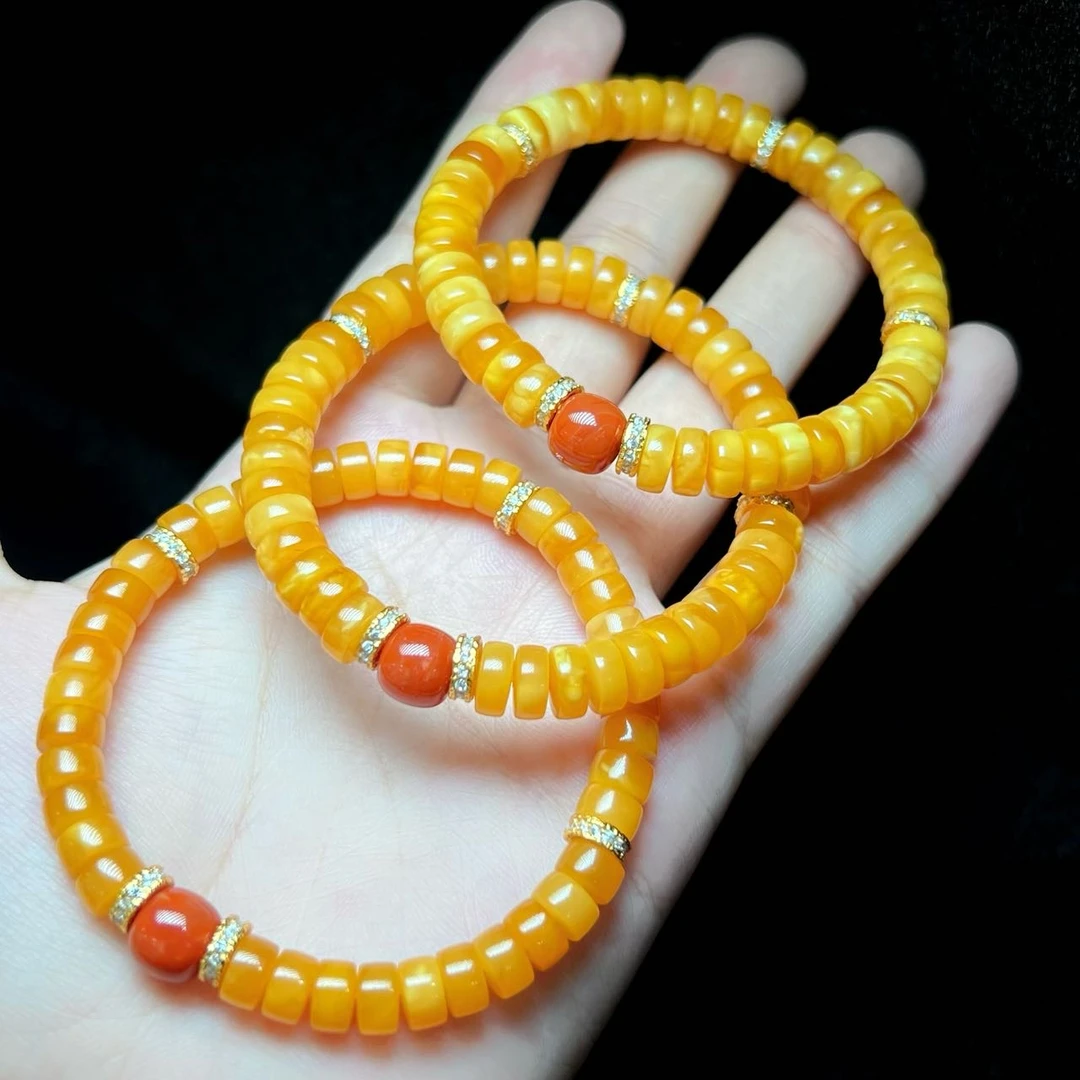 【云上叙】V0922-M-蜜蜡DIY单圈手串-多样性发一件-6x3.5mm（甄选）