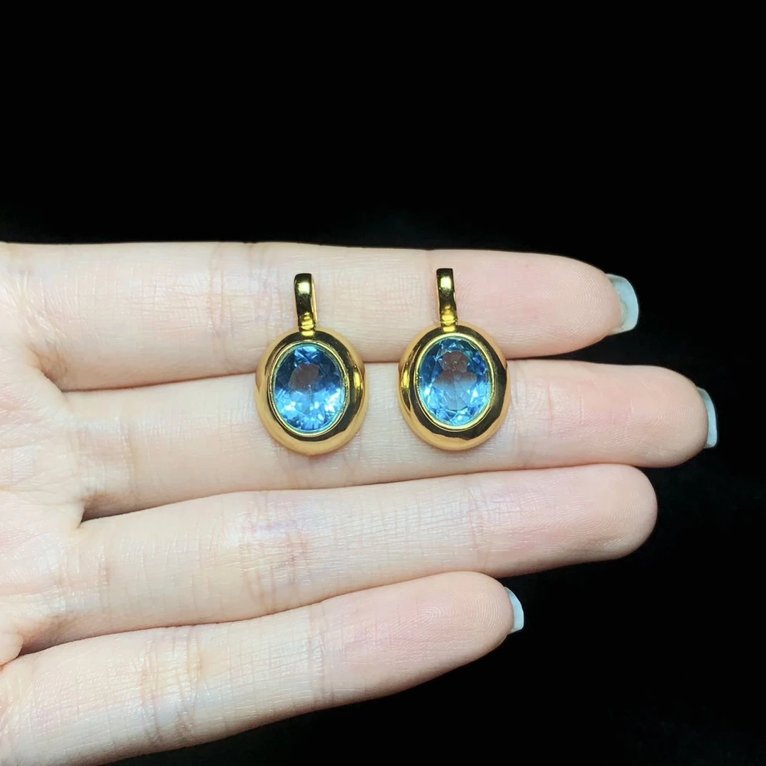 【云上叙】 V16238-S-S925银托帕石吊坠-多样性发一件-9x7mm（甄选）