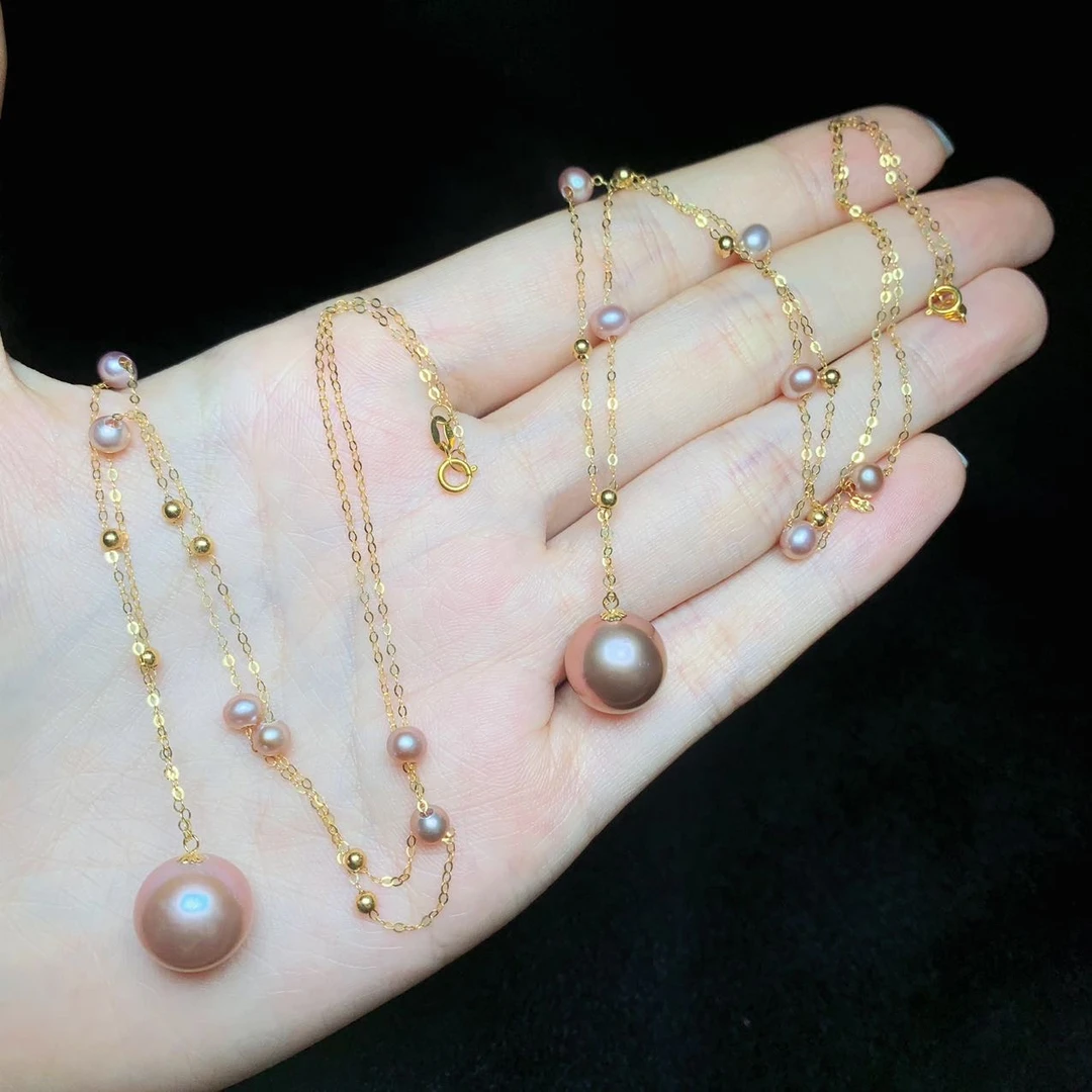 【云上叙】23 V30135-18k金镶嵌珍珠项链-多样性发一件-11mm（东哥）