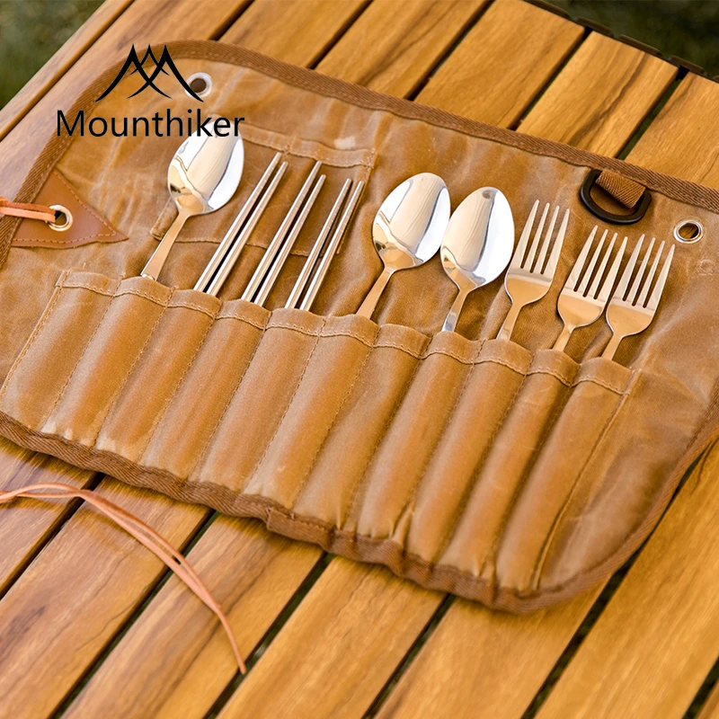 山之客户外露营十一餐具包多功能加厚帆布包便捷防水带餐具