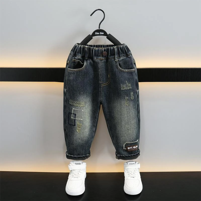 男童牛仔裤秋冬款2025新款儿童冬季宽松版宝宝加绒加厚裤子一体绒