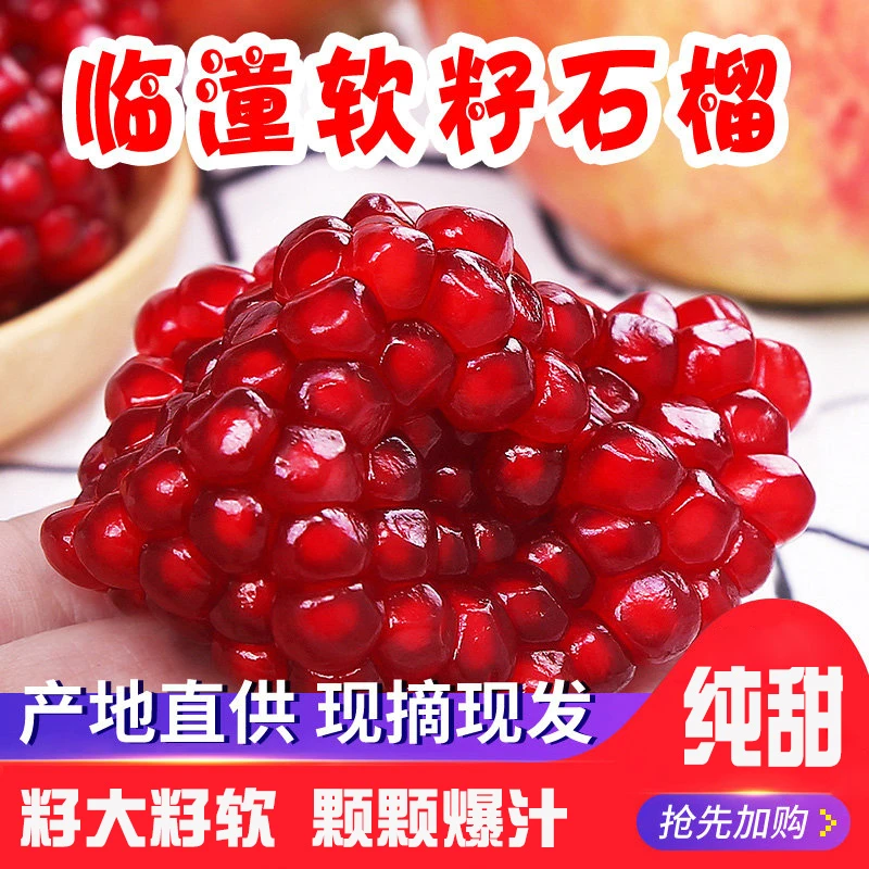 陕西特产临潼软籽石榴新鲜采摘红籽饱满清甜石榴整箱产地现摘现发