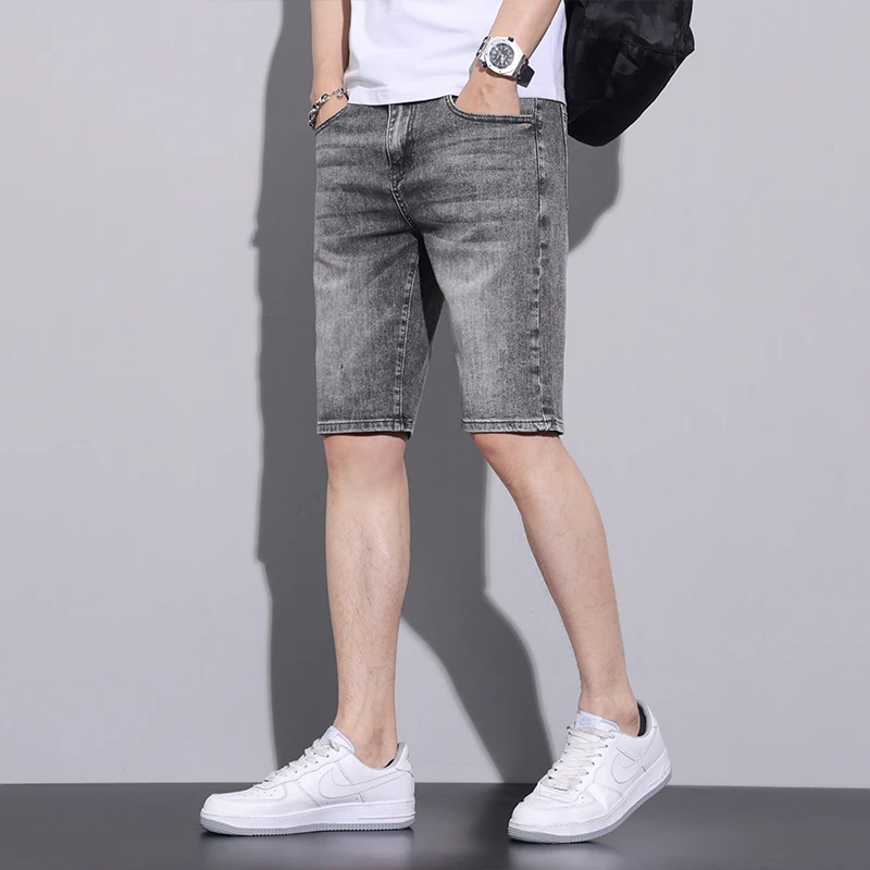 2025年夏季薄款修身小脚牛仔短裤男款潮流五分裤时尚中裤半截马裤