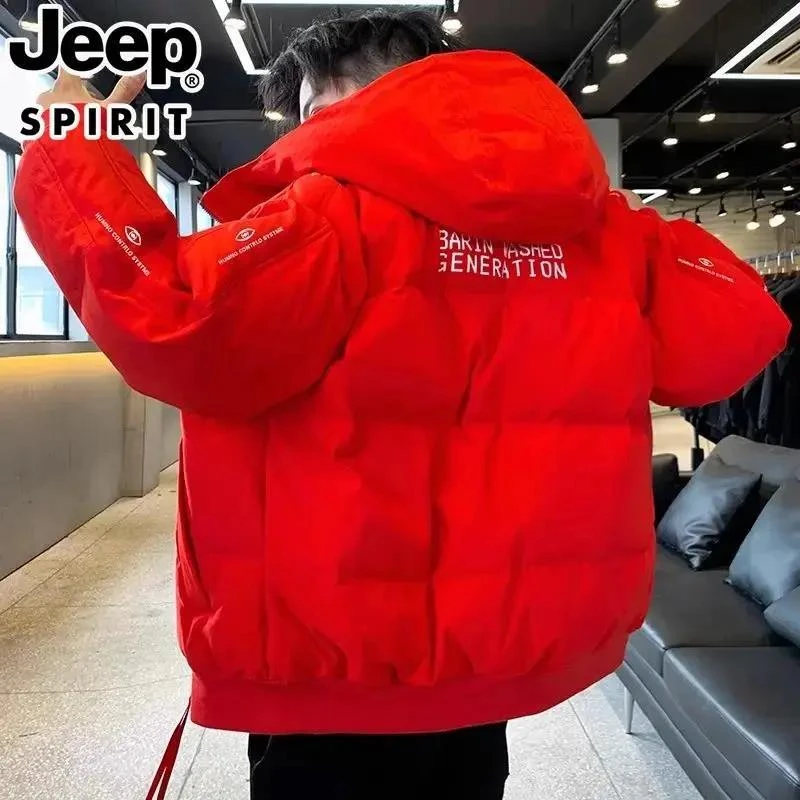 JEEP吉普保暖羽绒服男士加厚棉衣韩版宽松面包服防寒棉服外套冬季