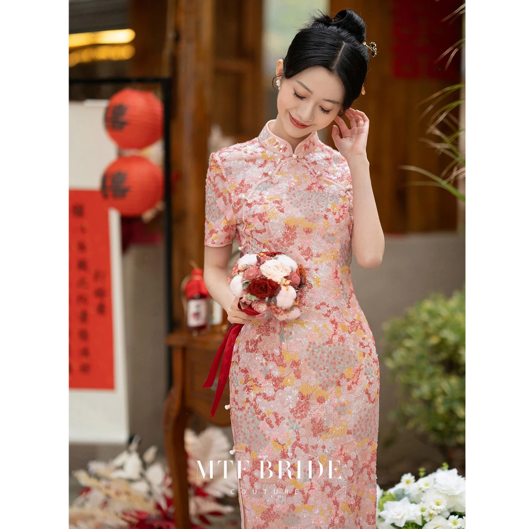 2024新中式旗袍年轻款改良少女敬酒服领证订婚礼服女