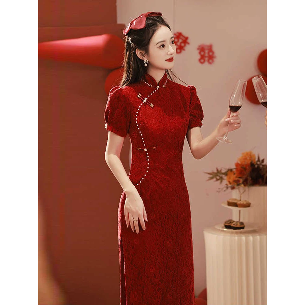 断码清货敬酒服旗袍新娘中式女装国风结婚裙子礼服高级感蕾丝